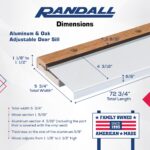 Exterior Inswing Threshold | Oak & Aluminum Adjustable Sill with Wood Base | 5 ¾” Wide | 6 Feet Long | Adjusts from 1 1/8” to 1 ½” High | Aluminum | Primed Wood - Image 2