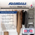 Aluminum Closet Pole – 1 3/16" H x 19/32" W x 1mm Thick | Heavy-Duty Rust-Resistant Wardrobe Rod | For Built-In Closets, Garment Racks & Cabinets – Cut to Size (Black, 72") - Image 2