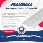 3 FT - 6" Wide x 1/4" High Fluted Aluminum Door Threshold, 36" Long Exterior Door Threshold, Metal Transition Strip for Doorways, Door Saddle with Screws, Silver, - Image 2