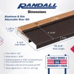 Exterior Inswing Threshold | Oak & Aluminum Adjustable Sill with Wood Base | 5 ¾” Wide | 6 Feet Long | Adjusts from 1 1/8” to 1 ½” High | Brown Aluminum | Primed Wood - Image 2