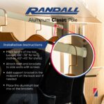 Aluminum Closet Pole – 1 3/16" H x 19/32" W x 1mm Thick | Heavy-Duty Rust-Resistant Wardrobe Rod | For Built-In Closets, Garment Racks & Cabinets – Cut to Size Champaign Gold 46" - Image 3