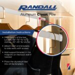 Aluminum Closet Pole – 1 3/16" H x 19/32" W x 1mm Thick | Heavy-Duty Rust-Resistant Wardrobe Rod | For Built-In Closets, Garment Racks & Cabinets – Cut to Size (Silver, 72") - Image 4