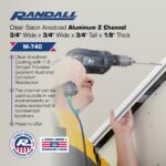 M-740 3/4" x 3/4" x 1/8" Wall Clear Satin Anodized Aluminum Z Channel (92" Long) - Image 2