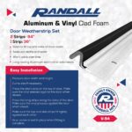 Aluminum and Q-LON Weatherstrip Door Stop Set 2-84" Pieces and 1-36" Piece (Silver and Black) - Image 2