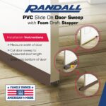 PVC Slide on Door Sweep with Foam Draft Stopper/Sweep for Doors 1" - 1 3/4" Wide - 3 FT Long (Brown) - Image 5