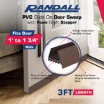 PVC Slide on Door Sweep with Foam Draft Stopper/Sweep for Doors 1" - 1 3/4" Wide - 3 FT Long (Brown) - Image 4