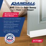 PVC Slide on Door Sweep with Foam Draft Stopper/Sweep for Doors 1" - 1 3/4" Wide - 3 FT Long (White) - Image 3