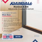 Oak & Aluminum Adjustable Threshold 3 5/8" Wide Adjustable from 1 1/8" to 1 1/2" High (72" Long Brown) - Image 2